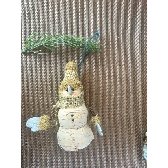 Rustic Primitive Snowman Burlap Hat Scarf Christmas Ornament - Picture 1 of 3